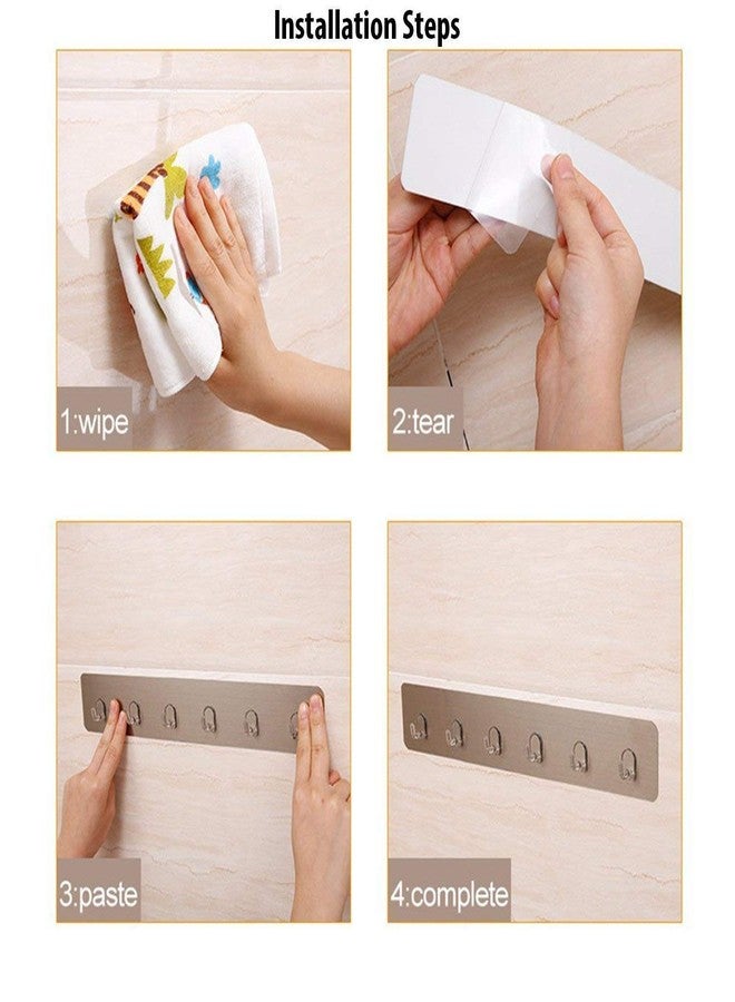 SEMITO Self Adhesive Plastic And Stainless Steel Wall Mounted Hanger Strip with 6 Hooks (Multicolour, 44 * 8cm) - Image 5